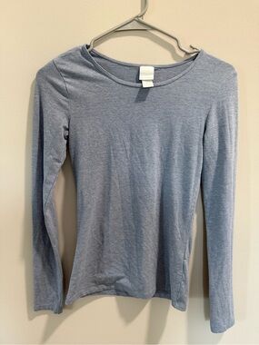 H&M Light Blue Long Sleeve Scoop Neck Top